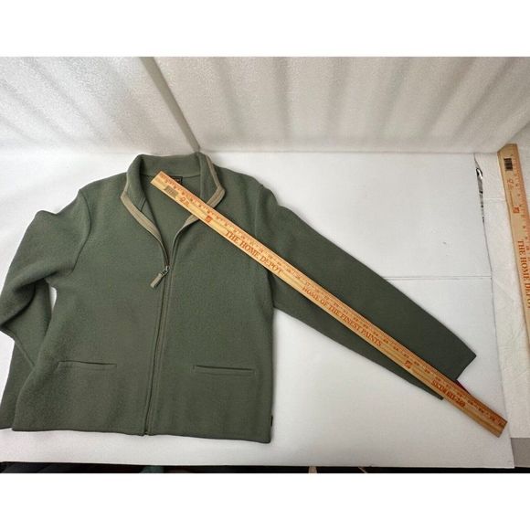 Woolrich Cardigan  Olive Green Cardigan  100%  Lambs Wool Full Zip Size L #1119 - Picture 13 of 16